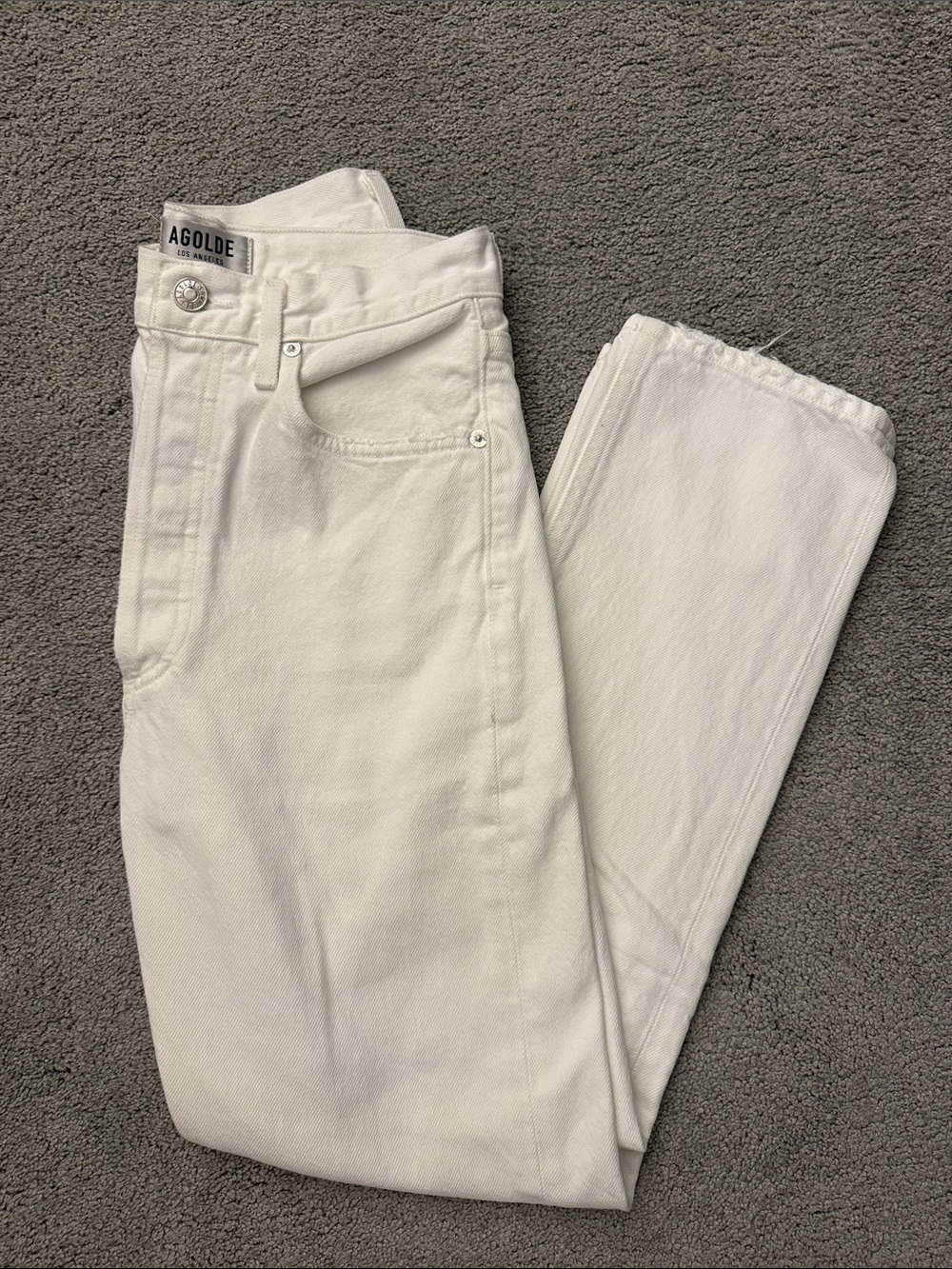 Agolde 90’s Pinch Waist High Rise White Straight Jeans